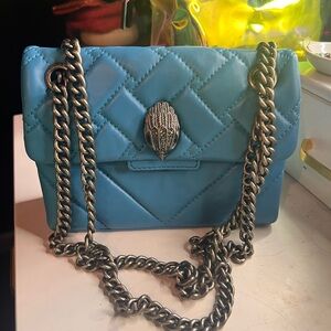 Kurt Geiger Blue Quilted Crossbody Bag with Chain Strap